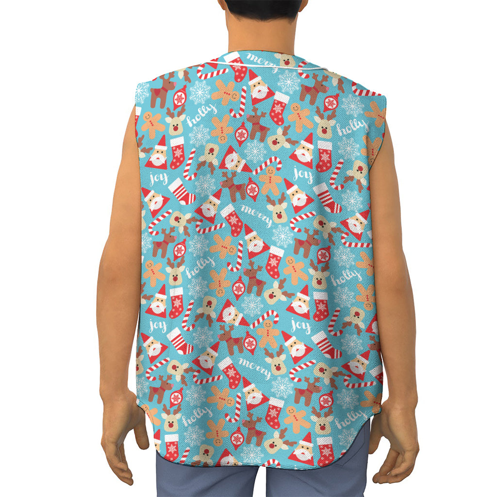 Cute Christmas Elements Pattern Print Sleeveless Baseball Jersey