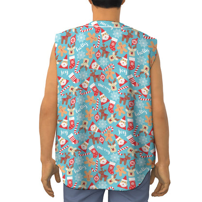 Cute Christmas Elements Pattern Print Sleeveless Baseball Jersey
