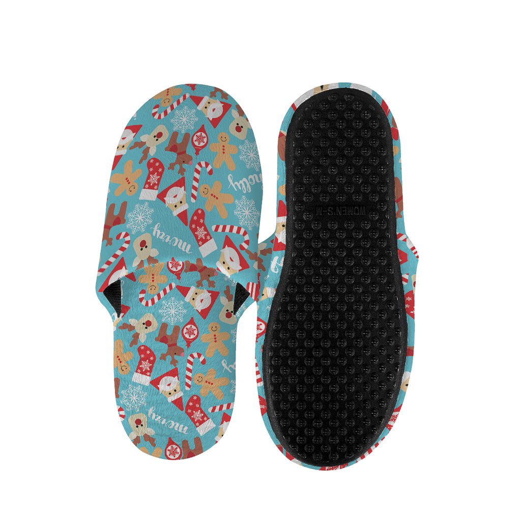 Cute Christmas Elements Pattern Print Slippers