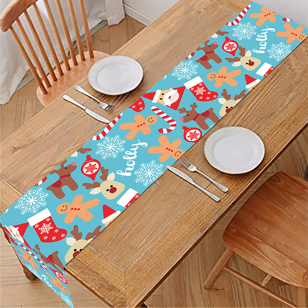 Cute Christmas Elements Pattern Print Table Runner