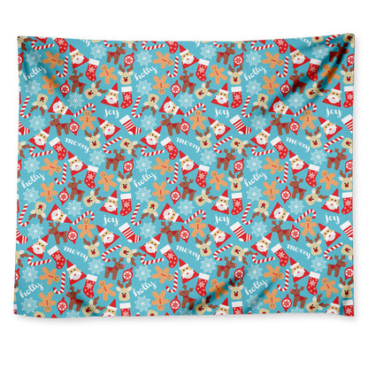 Cute Christmas Elements Pattern Print Tapestry