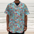 Cute Christmas Elements Pattern Print Textured Short Sleeve Shirt