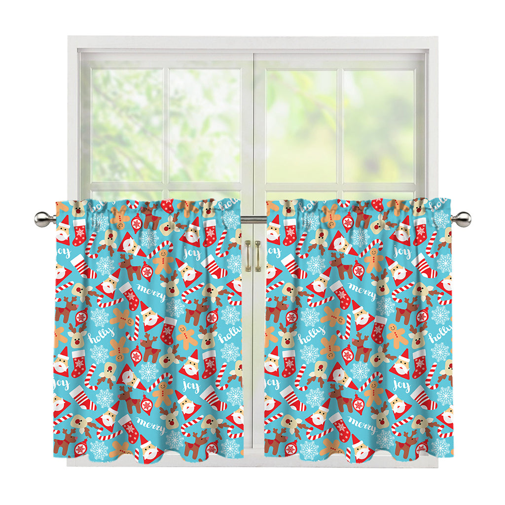 Cute Christmas Elements Pattern Print Tier Curtains