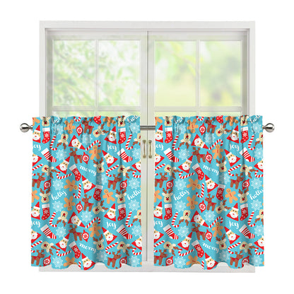 Cute Christmas Elements Pattern Print Tier Curtains