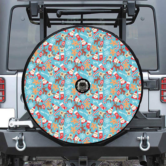 Cute Christmas Elements Pattern Print Tire Cover With Camera Hole