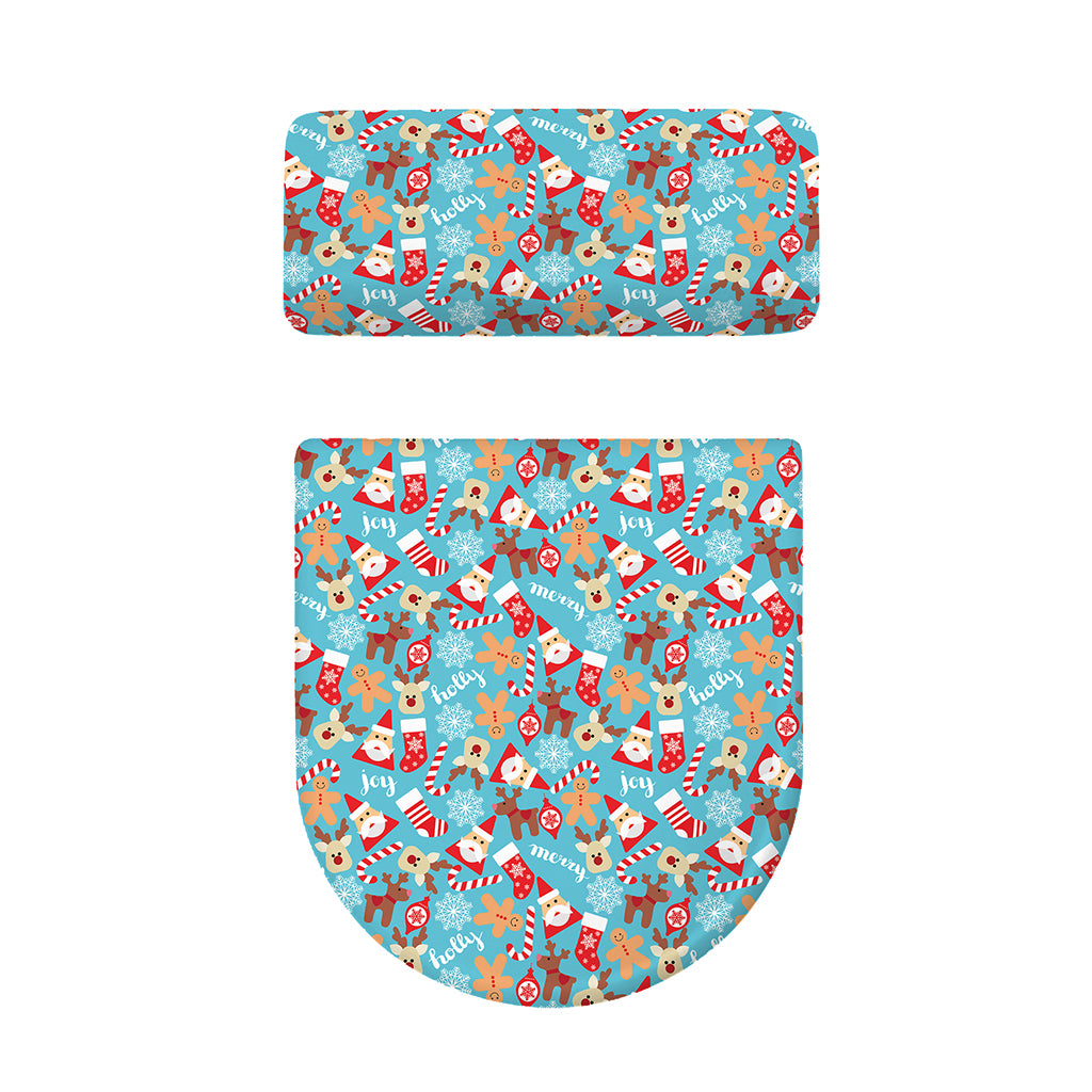 Cute Christmas Elements Pattern Print Toilet Lid And Tank Cover Set