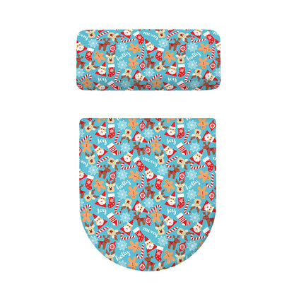 Cute Christmas Elements Pattern Print Toilet Lid And Tank Cover Set