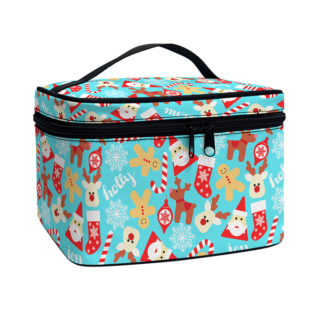 Cute Christmas Elements Pattern Print Travel Makeup Bag