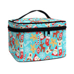 Cute Christmas Elements Pattern Print Travel Makeup Bag