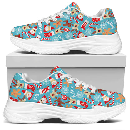 Cute Christmas Elements Pattern Print White Chunky Shoes