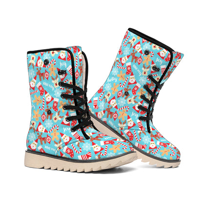 Cute Christmas Elements Pattern Print Winter Boots