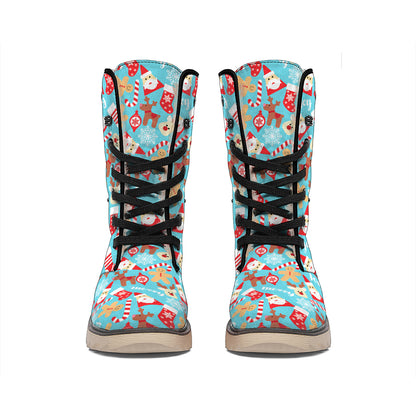 Cute Christmas Elements Pattern Print Winter Boots