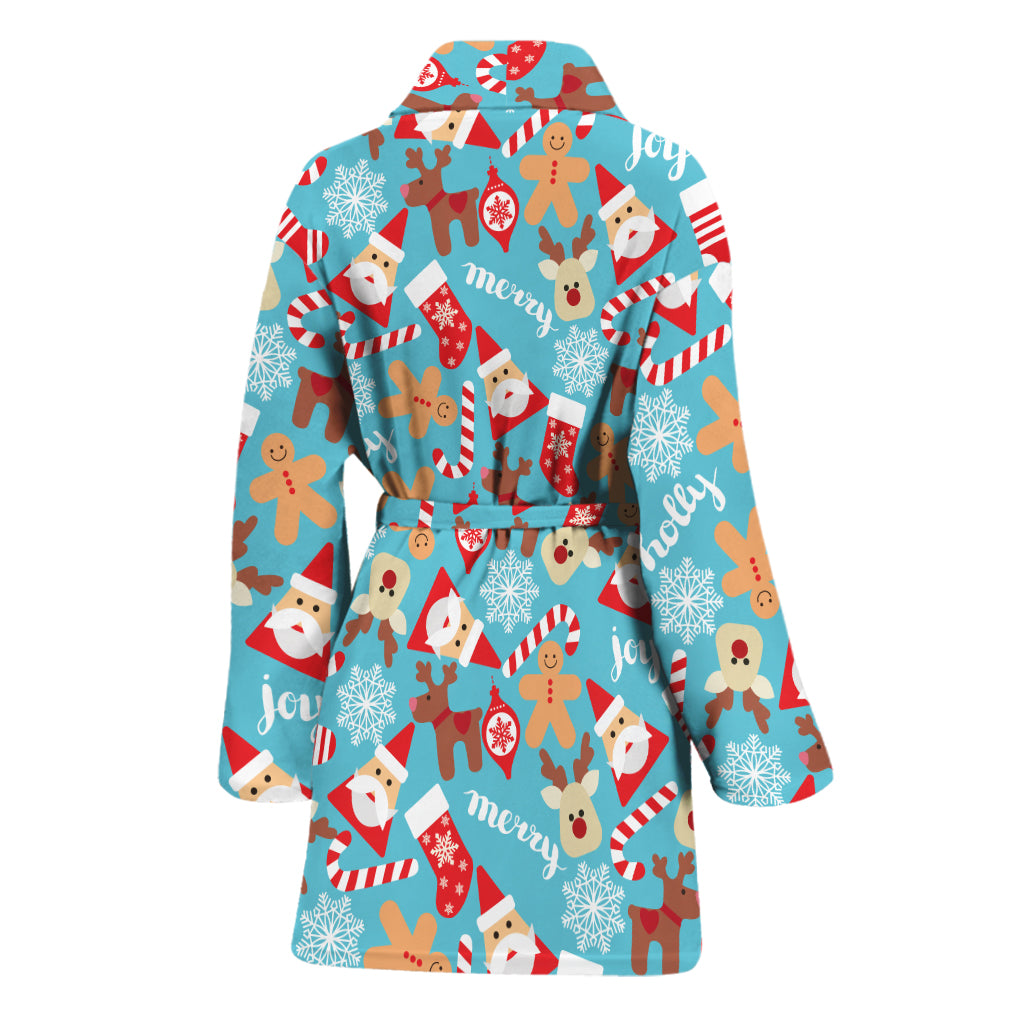 Cute Christmas Elements Pattern Print Women's Bathrobe