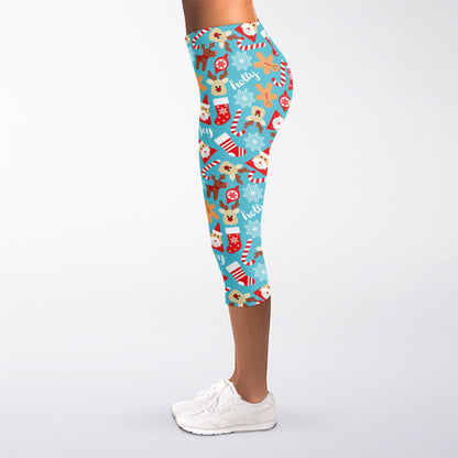 Cute Christmas Elements Pattern Print Women's Capri Leggings