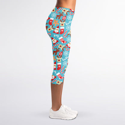 Cute Christmas Elements Pattern Print Women's Capri Leggings