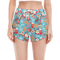 Cute Christmas Elements Pattern Print Women's Split Running Shorts