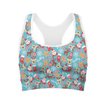 Cute Christmas Elements Pattern Print Women's Sports Bra