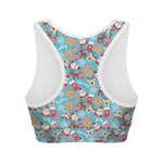 Cute Christmas Elements Pattern Print Women's Sports Bra