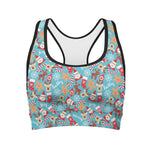 Cute Christmas Elements Pattern Print Women's Sports Bra