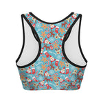 Cute Christmas Elements Pattern Print Women's Sports Bra