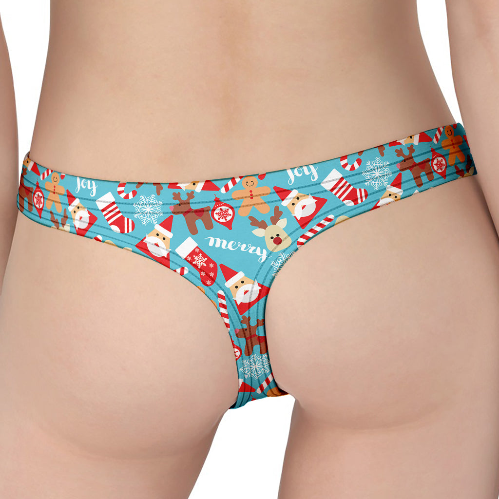 Cute Christmas Elements Pattern Print Women's Thong