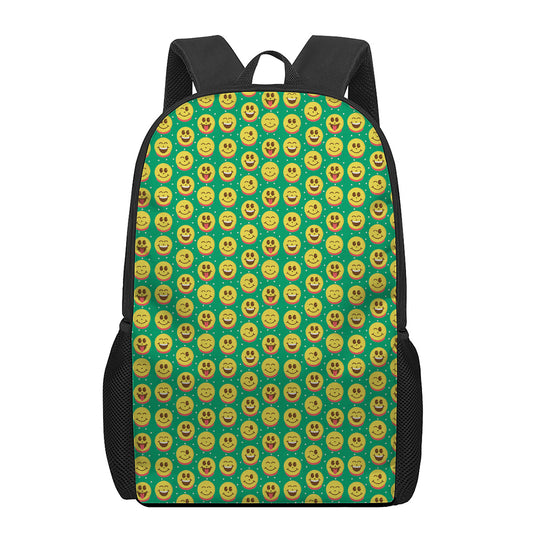 Cute Christmas Emoji Pattern Print 17 Inch Backpack