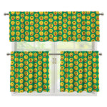 Cute Christmas Emoji Pattern Print 3 Piece Kitchen Curtains