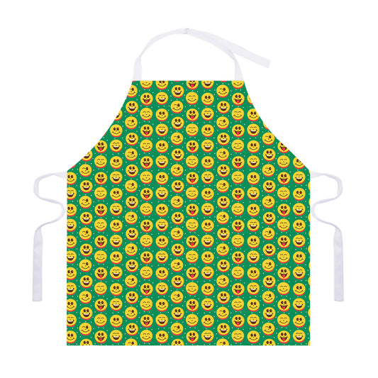Cute Christmas Emoji Pattern Print Adjustable Apron