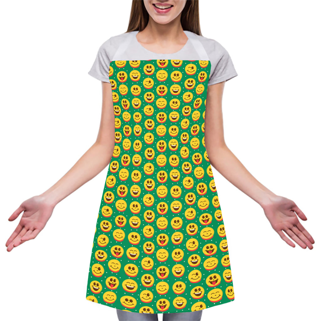 Cute Christmas Emoji Pattern Print Adjustable Apron