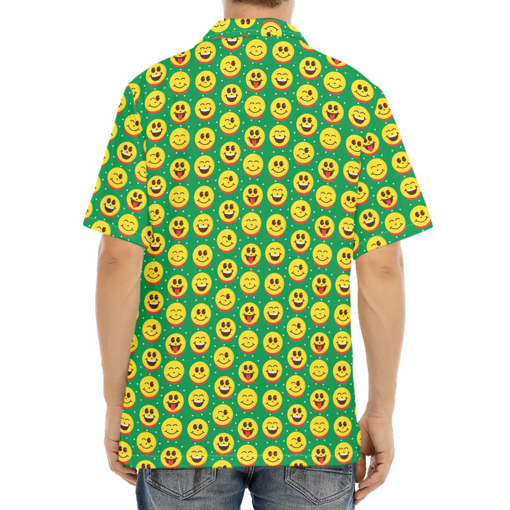 Cute Christmas Emoji Pattern Print Aloha Shirt
