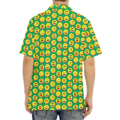 Cute Christmas Emoji Pattern Print Aloha Shirt