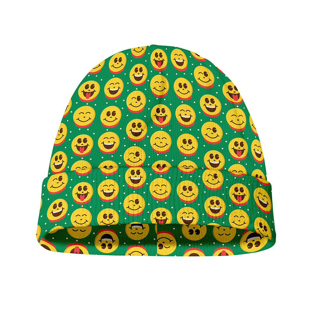 Cute Christmas Emoji Pattern Print Beanie