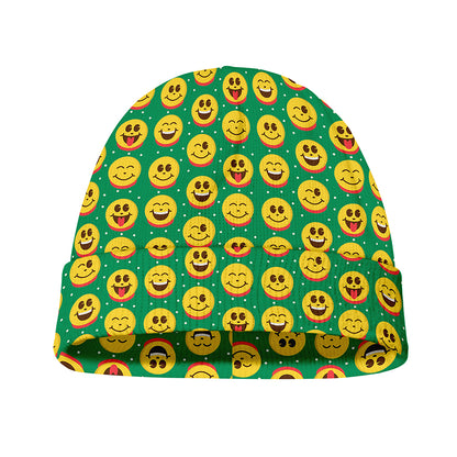Cute Christmas Emoji Pattern Print Beanie