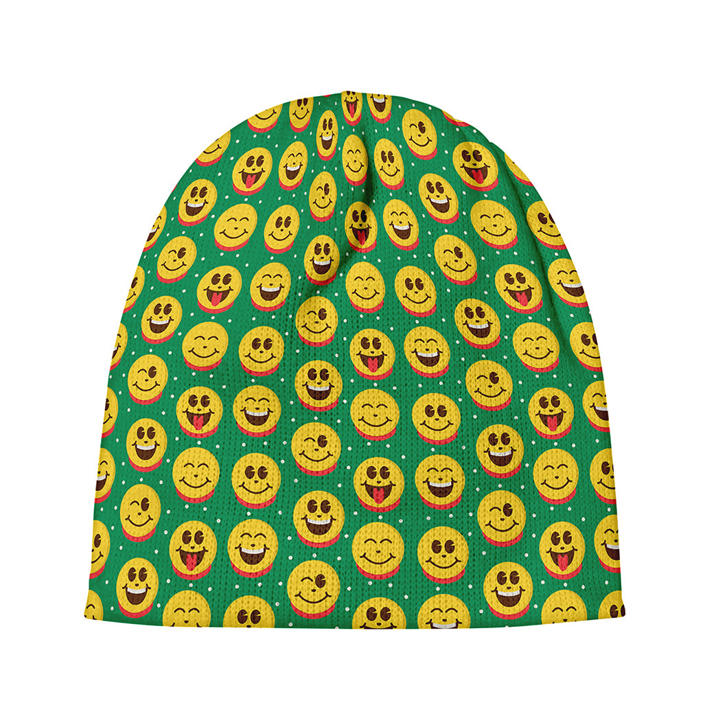 Cute Christmas Emoji Pattern Print Beanie