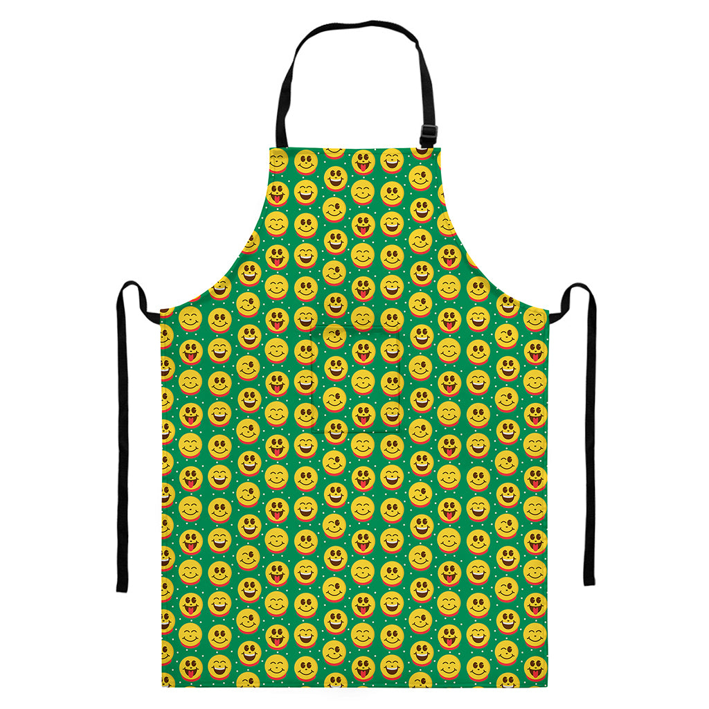 Cute Christmas Emoji Pattern Print Bib Apron With Pocket