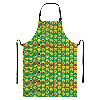 Cute Christmas Emoji Pattern Print Bib Apron With Pocket