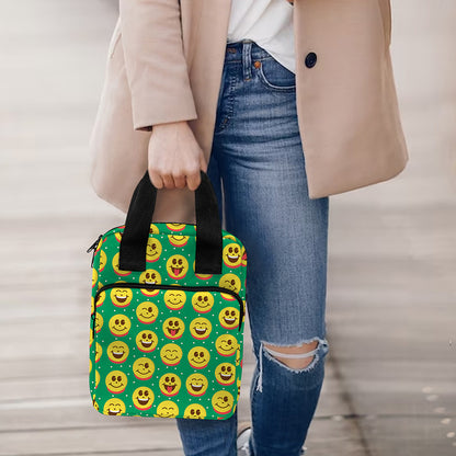 Cute Christmas Emoji Pattern Print Bible Tote Bag