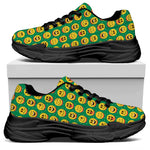 Cute Christmas Emoji Pattern Print Black Chunky Shoes