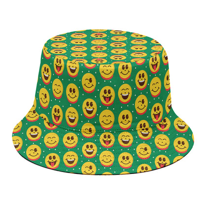 Cute Christmas Emoji Pattern Print Bucket Hat