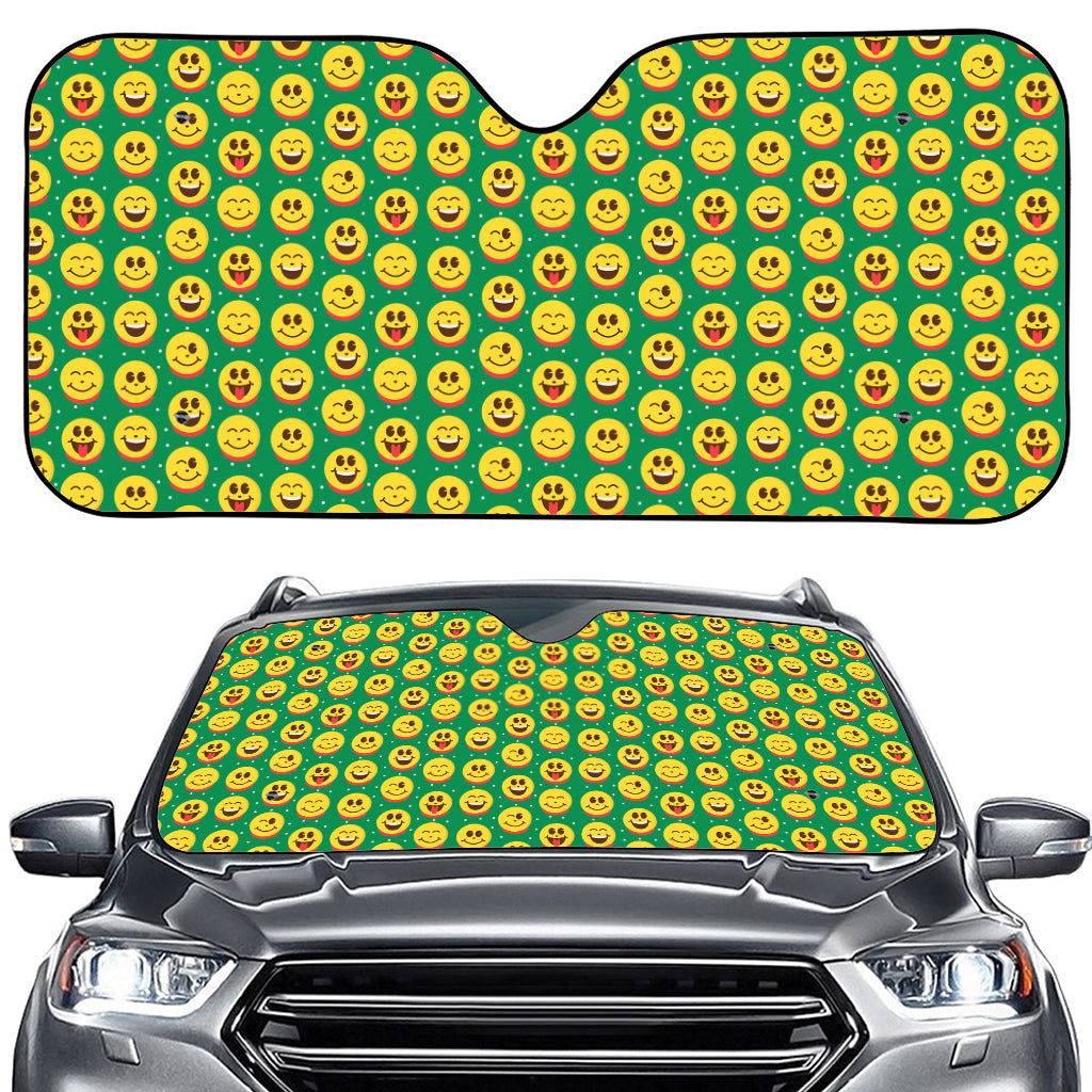 Cute Christmas Emoji Pattern Print Car Windshield Sun Shade