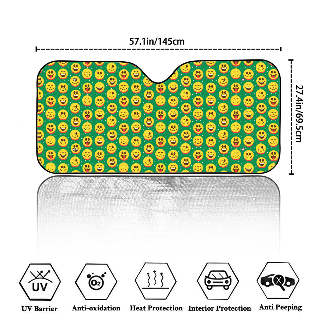 Cute Christmas Emoji Pattern Print Car Windshield Sun Shade