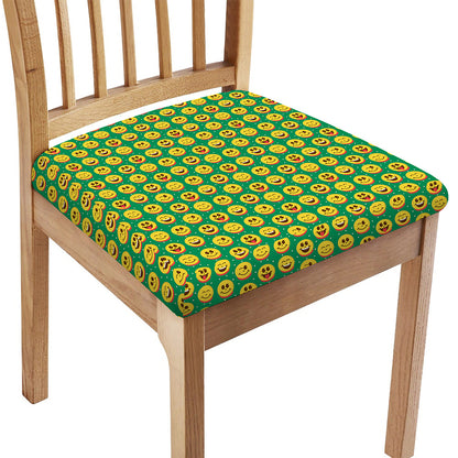 Cute Christmas Emoji Pattern Print Chair Cushion Cover