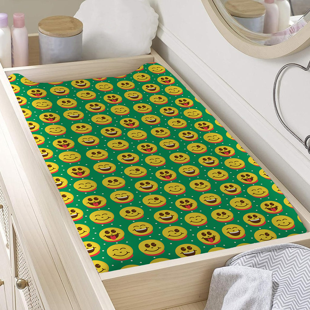 Cute Christmas Emoji Pattern Print Changing Pad Cover
