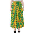 Cute Christmas Emoji Pattern Print Chiffon Maxi Skirt