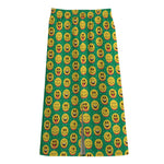 Cute Christmas Emoji Pattern Print Cotton Front Slit Maxi Skirt