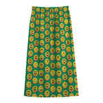 Cute Christmas Emoji Pattern Print Cotton Front Slit Maxi Skirt