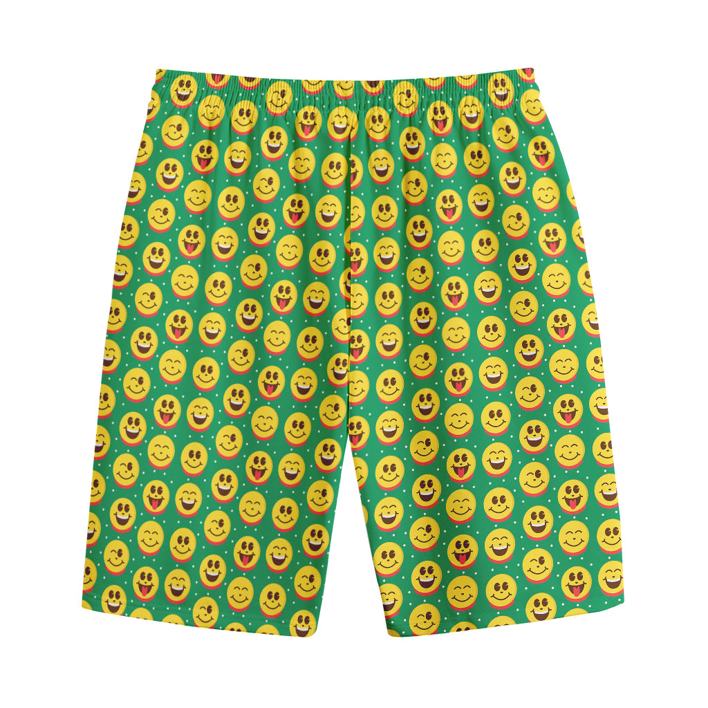 Cute Christmas Emoji Pattern Print Cotton Shorts