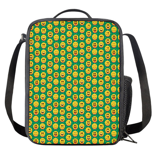 Cute Christmas Emoji Pattern Print Crossbody Lunch Bag