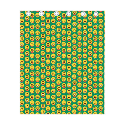 Cute Christmas Emoji Pattern Print Curtain