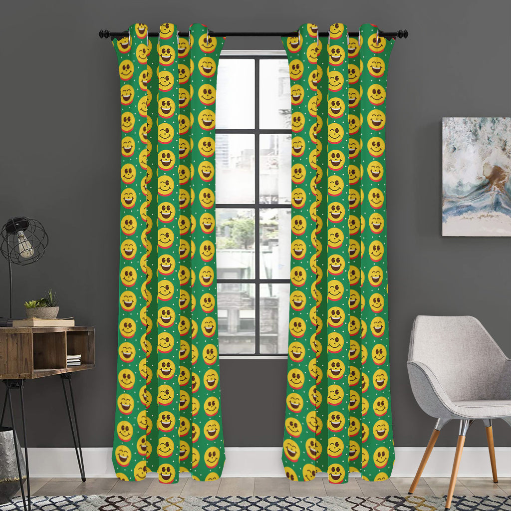 Cute Christmas Emoji Pattern Print Curtain